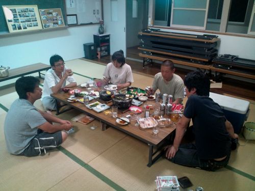 籠ふるさと塾、色川で飲み会