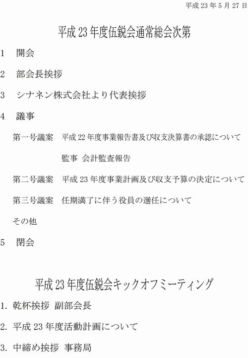 関西シナネン会青年部 平成23年度通常総会