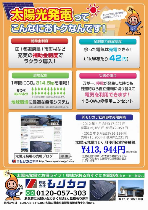 太陽光発電チラシ、広告2012年