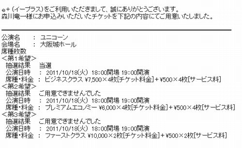 ユニコーンツアー2011 大阪城ホール