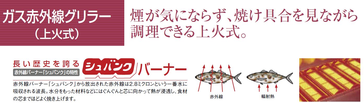 好評 ガス赤外線グリラー 上火式 ペットミニ4号 都市ガス RGP-42SV